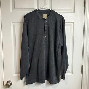 Ferruche Casual Basics Gray Long Sleeve Button Henley Shirt Mens Size M